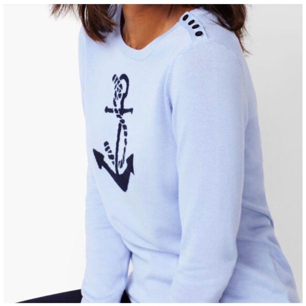 Talbots Plus 3X cotton blend nautical sweater coastal summer anchor - Picture 2 of 14